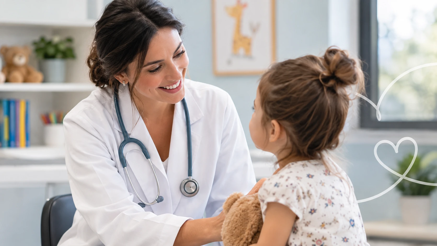 Pediatra em atendimento infantil, representando projeto de landing page, Perfil Empresarial do Google e Google Ads para pacientes particulares.